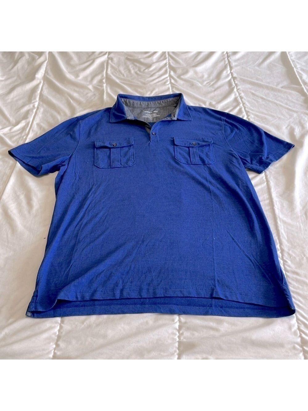 Banana Republic Blue Short Sleeve Cotton Blend Polo Size Large